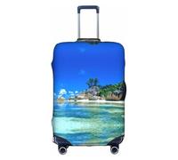 Zcmkjlg Belle housse de valise élastique imprimée plages pour voyage d'affaires, poussière avec trous de poignée, grande housse de valise, blanc, S