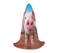 Zcmkjlg Cape à capuche amusante et mignonne en forme de cochon pour adolescents, sorcière, vampire, magicien, Halloween, fête, cosplay