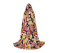 Zcmkjlg Cape à capuche imprimée pop-corn pour adolescent avec grande capuche, costume idéal pour jeu de rôle pour scène, carnaval