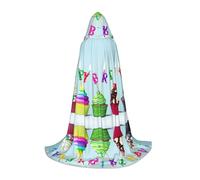 Zcmkjlg Coloré Happy Birthday Cupcakes Déguisement de bal masqué Cape à capuche pour adolescents Sorcière Vampire Magicien Halloween Party Cosplay