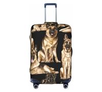 Zcmkjlg Housse de valise élastique avec impression de chien de berger allemand pour voyage d'affaires, poussière avec trous de poignée, grande housse de valise, blanc, XL