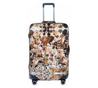 Zcmkjlg Housse de valise élastique avec impression de chiens mignons pour voyage, voyages d'affaires, poussière avec trous de poignée, grande housse de valise, blanc, XL