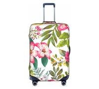 Zcmkjlg Housse de valise élastique avec impression de fleurs d'hibiscus pour voyage d'affaires, poussière avec trous de poignée, grande housse de valise, blanc, L
