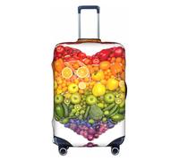 Zcmkjlg Housse de valise élastique avec impression de légumes et de fruits arc-en-ciel pour voyage d'affaires, poussière avec trous de poignée, grande housse de valise, blanc, M