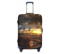 Zcmkjlg Housse de valise élastique avec impression de scène côtière calme pour voyage d'affaires, poussière avec trous de poignée, grande housse de valise, blanc, L