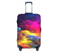Zcmkjlg Housse de valise élastique avec impression nuages arc-en-ciel pour voyage d'affaires, poussière avec trous de poignée, grande housse de valise, blanc, L