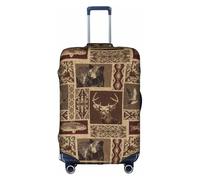 Zcmkjlg Housse de valise élastique avec imprimé cerf et ours élan pour voyage, voyage d'affaires, poussière avec trous de poignée, grande housse de valise, blanc, M