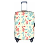 Zcmkjlg Housse de valise élastique avec imprimé lapin magicien pour voyage d'affaires, poussière avec trous de poignée, grande housse de valise, blanc, S