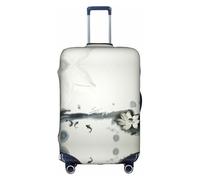 Zcmkjlg Housse de valise élastique avec motif floral et papillons pour voyage, voyage d'affaires, poussière avec trous de poignée, grande housse de valise, blanc, M