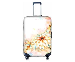 Zcmkjlg Housse de valise élastique avec motif libellules volantes et fleurs de lys pour voyage, voyages d'affaires, poussière avec trous de poignée, grande housse de valise, blanc, M