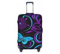 Zcmkjlg Housse de valise élastique avec motif papillon sur une belle fleur pour voyage d'affaires, poussière avec trous de poignée, grande housse de valise, blanc, XL