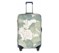 Zcmkjlg Housse de valise élastique avec motifs de lys noirs pour voyage, voyages d'affaires, poussière avec trous de poignée, grande housse de valise, blanc, S