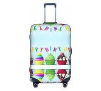 Zcmkjlg Housse de valise élastique colorée avec imprimé cupcakes Happy Birthday pour voyage d'affaires, poussière avec trous de poignée, grande housse de valise, blanc, S