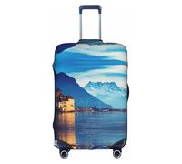Zcmkjlg Housse de valise élastique imprimée au lac Léman pour voyage d'affaires, poussière avec trous de poignée, grande housse de valise, blanc, L