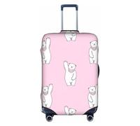 Zcmkjlg Housse de valise élastique imprimée ours polaire rose pour voyage d'affaires, poussière avec trous de poignée, grande housse de valise, blanc, M