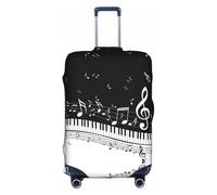 Zcmkjlg Housse de valise élastique noire et blanche avec impression notes de musique pour voyage d'affaires, poussière avec trous de poignée, grande housse de valise, blanc, M