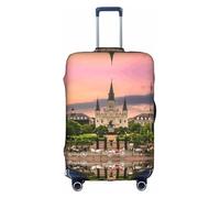 Zcmkjlg Jackson Housse de valise élastique imprimée carrée pour voyage d'affaires, poussière avec trous de poignée, grande housse de valise, blanc, L