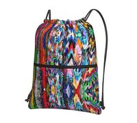 Zcmkjlg Origami Sac à cordon avec cordon de serrage et poche à fermeture éclair, sac à dos pliable, réglable pour camping, festival, sortie