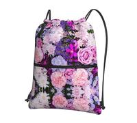 Zcmkjlg Sac à cordon de serrage avec poche à fermeture éclair, sac à dos pliable, réglable pour camping, festival, sortie