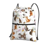 Zcmkjlg Sac à cordon de serrage avec poche à fermeture éclair, sac à dos pliable, réglable pour camping, festival, sortie