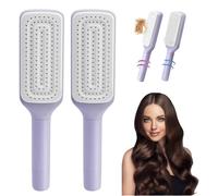 ZCNDGHMQ Brosse Cheveux Multi-Fonctions à Poils Rétractables Autonettoyante,Anti-Static et Massante Un Nettoyage Facile et Un Démêlage Douceur,Purple*2