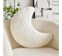ZCNYCLAM Oreiller lune en forme de lune avec fausse fourrure douce pour canapé, lit, canapé, joli coussin en demi-lune avec décoration de chambre à coucher, salon (38 cm, blanc)