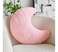ZCNYCLAM Oreiller lune en forme de lune avec fausse fourrure douce pour canapé, lit, canapé, joli coussin en demi-lune avec décoration de chambre à coucher, salon (38 cm, rose)