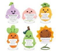 ZCOINS Ensemble de 6 Légumes et Fruits Crochetés Positifs, Multipack Calin de Poche comme Petit Cadeau pour Examens, Entretiens d'Embauche, Nouvel Emploi ou Démarrage de Carrière