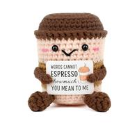 ZCOINS Positive Emotional Support Figurine au crochet « Words Cannot Espresso » Tasse à café crochetée à la main comme cadeau de poche et câlin pour les amateurs de café pour la Saint-Valentin, un