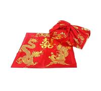 ZCSJD 90 cm 5/10 PCS Dragon Brodé Rouge et Phéniciens Grand Tissu d'emballage Furoshiki Réutilisable Petit Japonais pour Tissu Cadeau Écharpe Carré