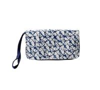 ZCSLD 20 x 11,5 cm Tie-Dye Double fermeture éclair Sac à poignet en tissu avec poche pour pièces de monnaie Sacs imprimés pour femmes Sacs pour téléphone carte d'identité, bleu/blanc, 20*11.5CM
