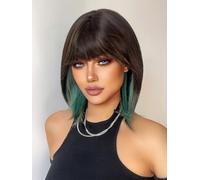 ZCSLD 44CM Black/Green Wigs For Women Hair Girls Hair Accessories On Daily Party High Temperature Silk