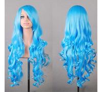 ZCSLD 80CM Blue/Red Color Gradient Wigs, Synthetic Wigs Wigs For Women Curly Girls Hair Accessories On Daily Party