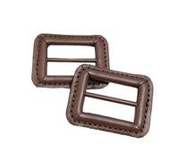ZCSLD Lot de 2 boucles intérieures de 25 à 50 mm, noir recouvert de cuir véritable, fermoir de rechange pour projets de bricolage, couture, travaux manuels