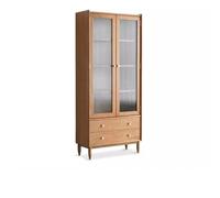ZCSO Bibliothèque et vitrine modernes en bois marron cerise, 85 cm de large x 35 cm de profondeur x 190 cm de haut, 4 étagères, 2 tiroirs, portes en verre, finition rustique, chambre à coucher