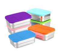 ZCSXK Contenant À Déjeuner En Acier Inoxydable,6 Pièces Boîtes À Snack 720ml Avec Couvercle En Silicone,Boîte Stockage Alimentaire Empilable | Pour Sports Repas Voyage Pique-Nique École Bureau