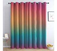 zcwl Rideau Occultant Arc-en-Ciel Multicolore, Dégradé Bohème Coloré Motif Rideaux Thermiques à Oeillets, Rideaux Imprimé pour Salon Chambre Fenetre Moderne Décoration, 140x200 cm (L x H), Lot de 2