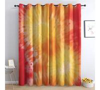 zcwl Rideau Occultant Tie Dye Rouge Orange Jaune, Filles Femmes Motif Rideaux Thermiques à Oeillets, Rideaux Imprimé pour Salon Chambre Fenetre Moderne Décoration, 140x200 cm (L x H), Lot de 2