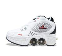 ZCXBHD Roller Skates Multifunctional Adjustable Quad Roller Skates Male and Female Double-Row Deform Wheel Skating Shoes Adult Children's,White-43
