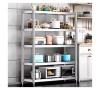 ZCXMNL 5-Tier 304 Stainless Steel Kitchen Shelving Unit, Multifunctional Narrow Storage Rack, Heavy Duty Height Adjustable Shelves for Garage Office Bookroom Corner(70x30x180cm)