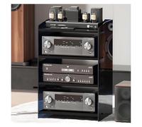 ZCXMNL Armoire Stéréo, Stockage Multimédia Moderne, Tour De Support Audio, Lecteur De Disque Audio Domestique Réglable, for Console De Jeu DVD TV Box, Déflecteur en Acrylique(Black,H79.4cm)