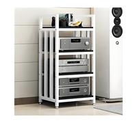 ZCXMNL Support Multimédia AV À 3.4.5 Niveaux, Lecteur CD, Supports Et Supports Stéréo, Support Au Dio, Étagères Réglables for Armoire Vidéo Multifonctionnelle, avec Repose-Pieds(White+Black,H100cm)