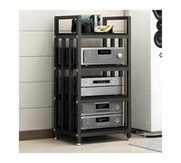 ZCXMNL Support Multimédia AV À 3.4.5 Niveaux, Lecteur CD, Supports Et Supports Stéréo, Support Au Dio, Étagères Réglables for Armoire Vidéo Multifonctionnelle, avec Repose-Pieds(Black+Black,H100cm)