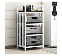 ZCXMNL Support Multimédia AV À 3.4.5 Niveaux, Lecteur CD, Supports Et Supports Stéréo, Support Au Dio, Étagères Réglables for Armoire Vidéo Multifonctionnelle, avec Repose-Pieds(White+Black,H100cm)