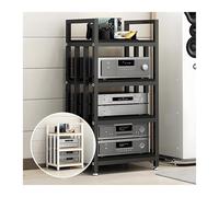 ZCXMNL Support Multimédia AV À 3.4.5 Niveaux, Lecteur CD, Supports Et Supports Stéréo, Support Au Dio, Étagères Réglables for Armoire Vidéo Multifonctionnelle, avec Repose-Pieds(Black+Black,H70cm)