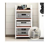 ZCXMNL Support Multimédia AV À 3.4.5 Niveaux, Lecteur CD, Supports Et Supports Stéréo, Support Au Dio, Étagères Réglables for Armoire Vidéo Multifonctionnelle, avec Repose-Pieds(White+Brown,H70cm)