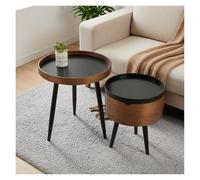 ZCXMNL Table Basse en Bois, De Chevet, Ensemble 2 Petites Tables D'appoint Rondes avec Boîte Rangement, Augmentent l'espace for Le Salon, La Chambre À Coucher(C-50X51+38X43.5CM)