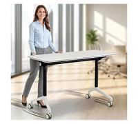 ZCXMNL Table De Conférence Pliante, Formation Mobile Rabattable avec Roues Verrouillables, Bureau Réunion Séminaire Modulaire for Salle Classe(2PCS,140x50x75cm)