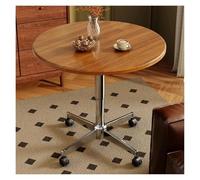 ZCXMNL Table De Salle De Repos X-Base avec roulettes, Table De Cocktail Ronde du Milieu du Siècle À Hauteur Réglable, Bureau Debout Mobile for Salle De Réunion De Bureau(Walnut,70cm/27.6in)