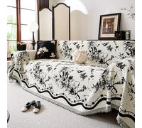 ZCXRYFL 1 2 3 4 Places Housse Jeté De Canapé Grand Couverture De Canapé RéVersible A/B Serviette De Canapé Multifonction pour Chaise Et Lit/Chat Rebelle, Tissu Chenille(180X420cm,White)